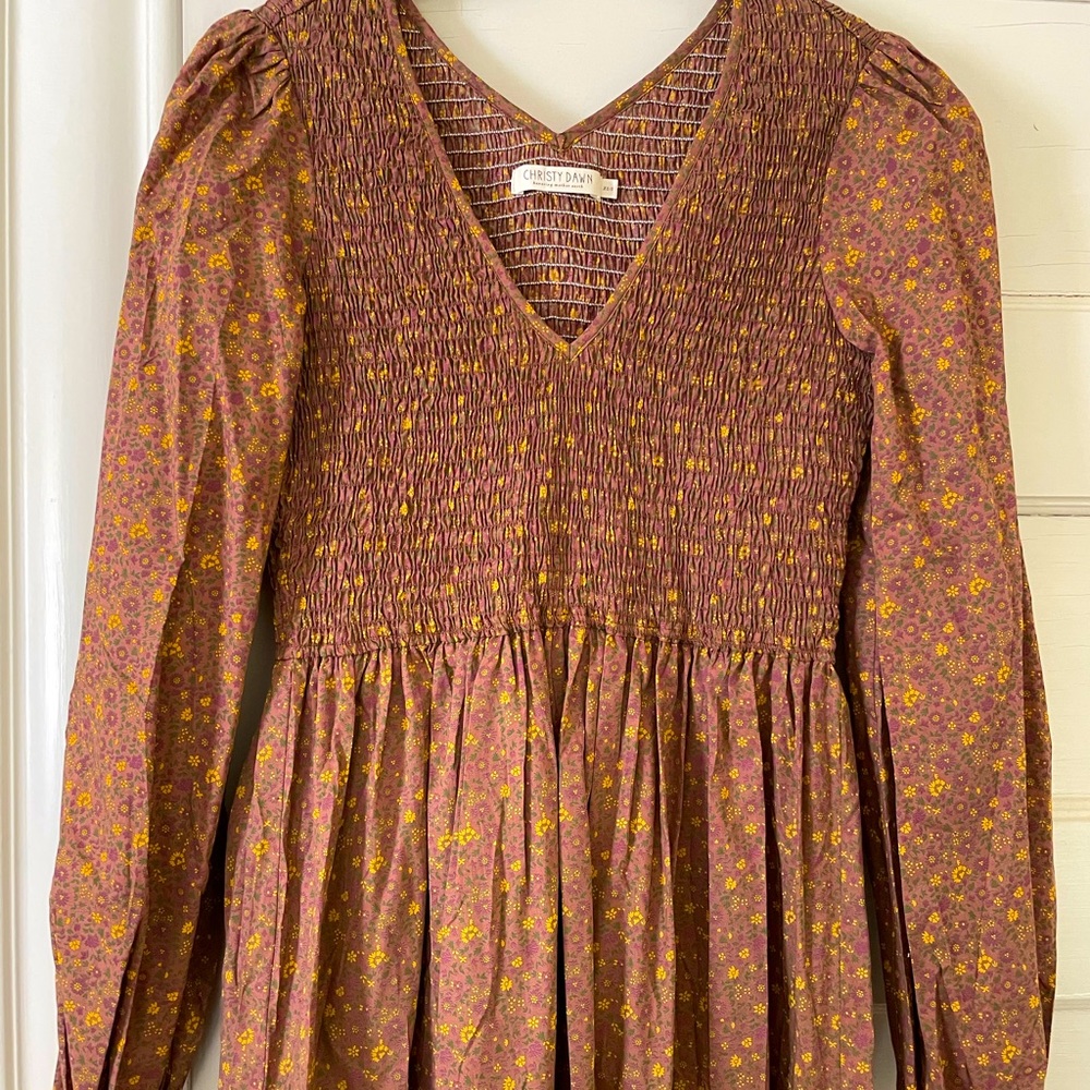 Christy Dawn “The Aimee Dress”, Brown Floral, XS/S
